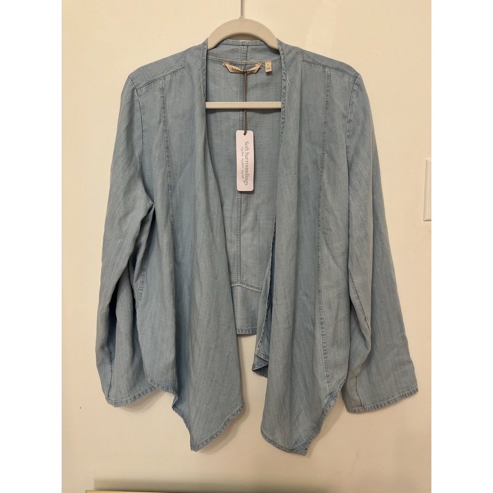 Soft Surroundings Tencel Topper Chambray L Boho Layer Minimalist Capsule Flowy